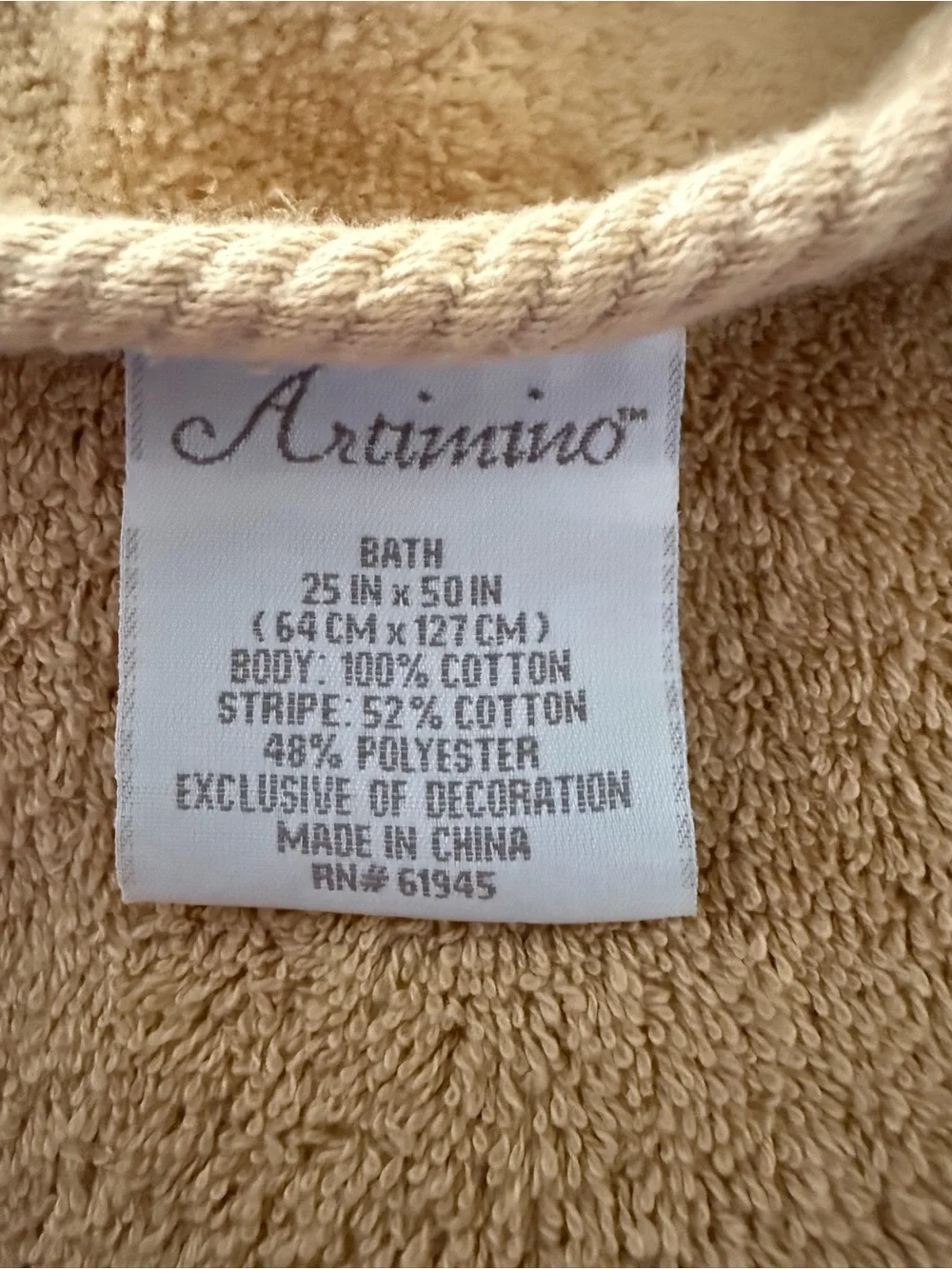 Lot of 6 VTG Artimino Luxury Cream Bath Towel Set Burgundy Stripe Trim Tassels